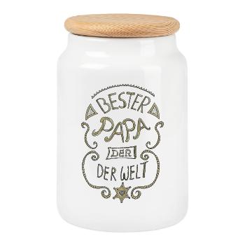 Bester Papa der Welt - Keksdose mit Holzdeckel - Weiß - Vorne