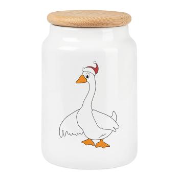 des animaux drôles pour Noël - Boîte à biscuits avec couvercle en bois - blanc - Devant