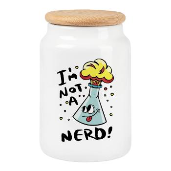 I'm not a nerd - Cookie Jar with Wooden Lid - white - Front