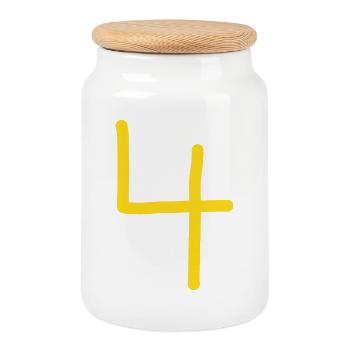 4 Number four number birthday - Cookie Jar with Wooden Lid - white - Front