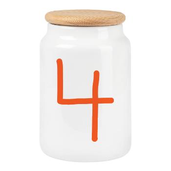 4 Number four number orange birthday - Cookie Jar with Wooden Lid - white - Front
