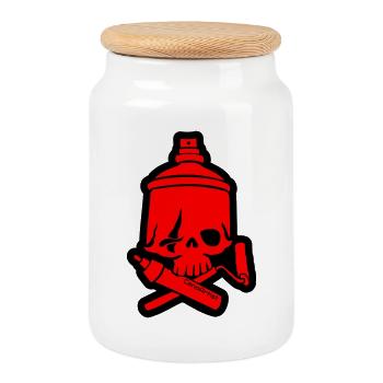 SkullCan Cano - Cookie Jar with Wooden Lid - white - Front