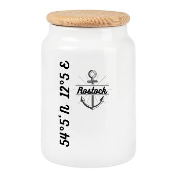 Rostock coordonne Maritim Mer Baltique - Boîte à biscuits avec couvercle en bois - blanc - Devant