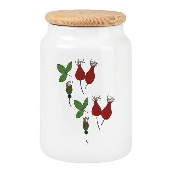Rosehip Style - Cookie Jar with Wooden Lid - white - Front