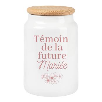 Témoin future Mariée. EVJF Enterrement célibataire - Boîte à biscuits avec couvercle en bois - blanc - Devant