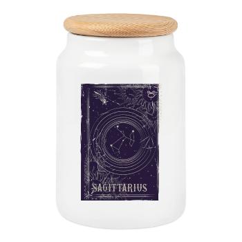 Constellation circulaire du Sagittaire - Boîte à biscuits avec couvercle en bois - blanc - Devant
