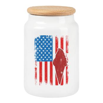 Crème glacée 4 juillet USA - Boîte à biscuits avec couvercle en bois - blanc - Devant