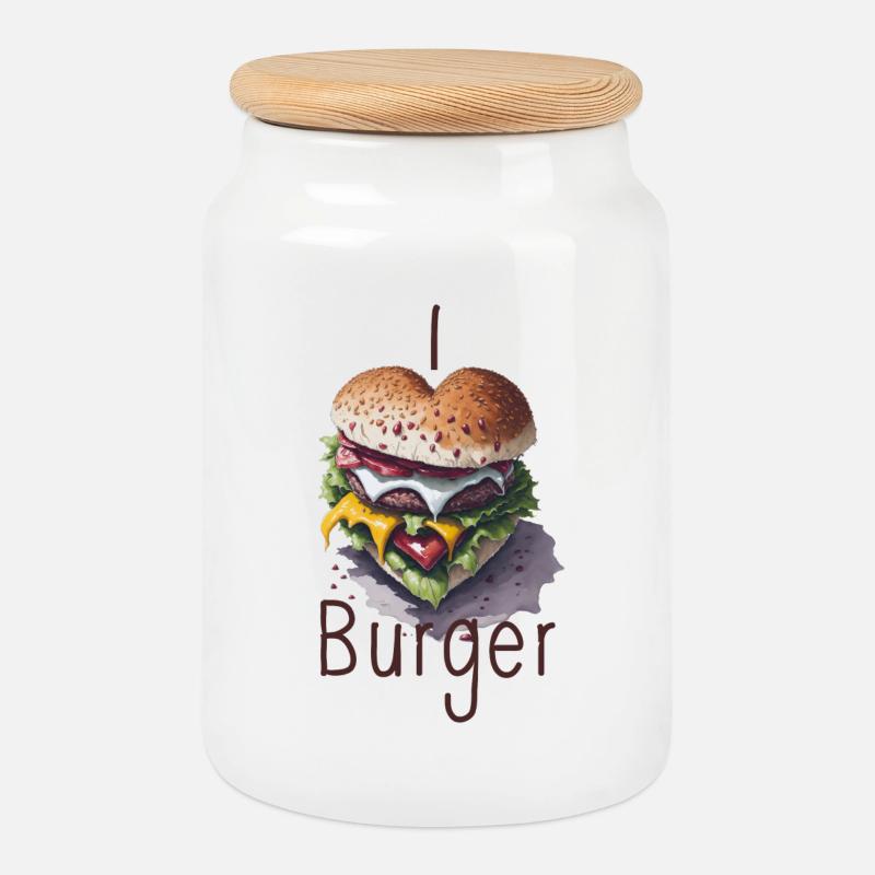 ich liebe Burger - Keksdose mit Holzdeckel - Weiß