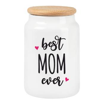Best Mom Ever - Cookie Jar with Wooden Lid - white - Front
