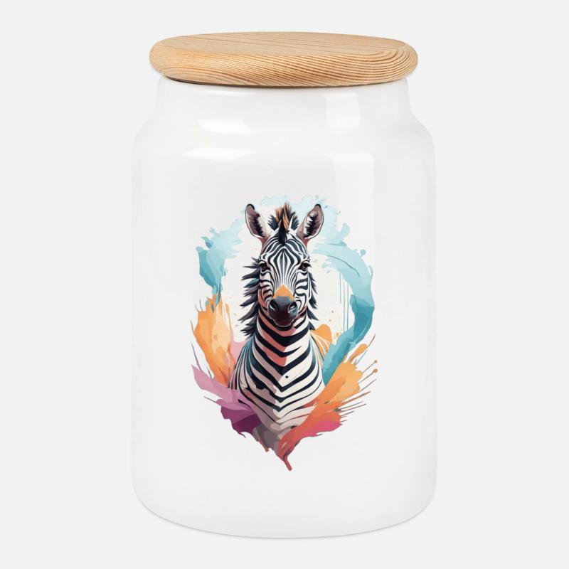 Zebra - Keksdose mit Holzdeckel - Weiß