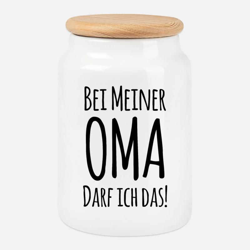 Bei Oma darf ich das! - Keksdose mit Holzdeckel - Weiß