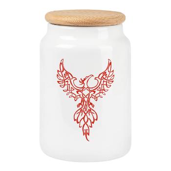 Symbole du phénix rouge - Boîte à biscuits avec couvercle en bois - blanc - Devant