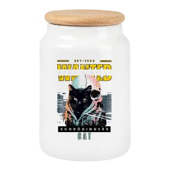 Schrödinger's Cat - Wanted Dead and Alive - Cookie Jar with Wooden Lid - white - Front