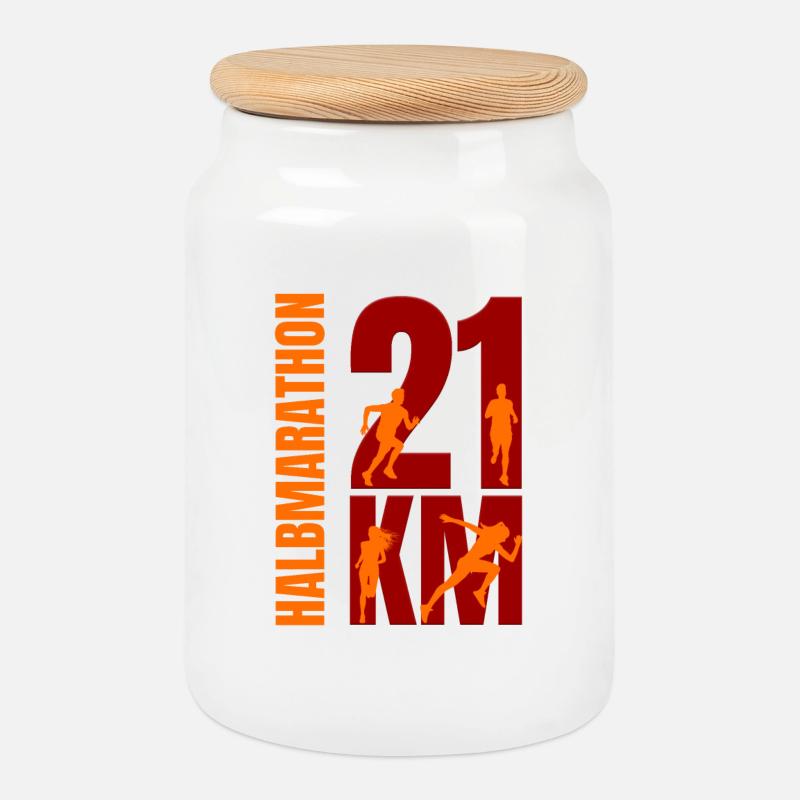 21 KM - Halbmarathon - Keksdose mit Holzdeckel - Weiß