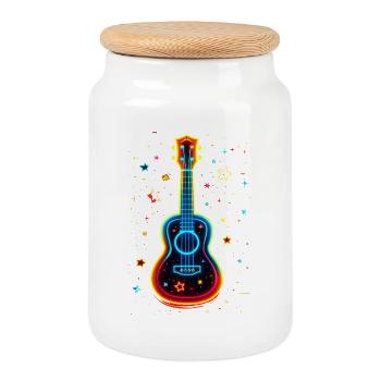 Ukulélé des années 90 - Boîte à biscuits avec couvercle en bois - blanc - Devant
