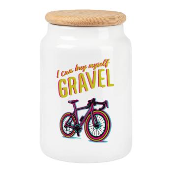 Vibrant Gravel Cycling Motivation - Cookie Jar with Wooden Lid - white - Front