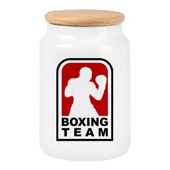 Conception d’équipes de boxe pour les gymnases de boxe et les arts martiaux - Boîte à biscuits avec couvercle en bois - blanc - Devant