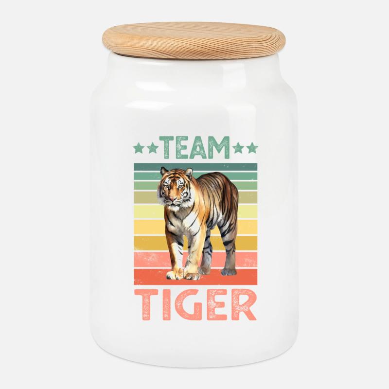 Tiger - Keksdose mit Holzdeckel - Weiß