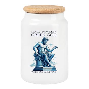Funny Greek God - Keksdose mit Holzdeckel - Weiß - Vorne