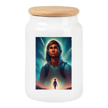 Au-delà de l’horizon : Conquérir le destin - Boîte à biscuits avec couvercle en bois - blanc - Devant