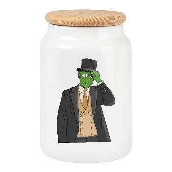 Un gentleman de l’espace - Boîte à biscuits avec couvercle en bois - blanc - Devant