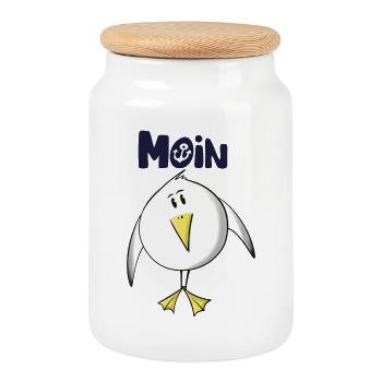 Möwe Moin Anker - Keksdose mit Holzdeckel - Weiß - Vorne