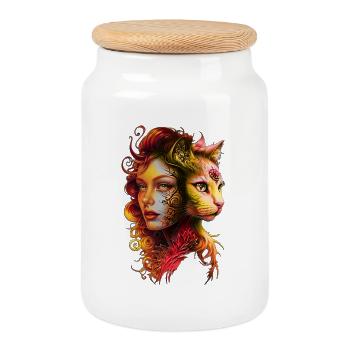 Mystical and Surreal Nature - Cookie Jar with Wooden Lid - white - Front