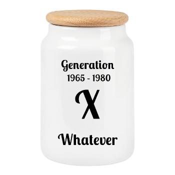 GEN X, peu importe, - Boîte à biscuits avec couvercle en bois - blanc - Devant