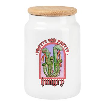 Plante jolie et assez affamée - Boîte à biscuits avec couvercle en bois - blanc - Devant