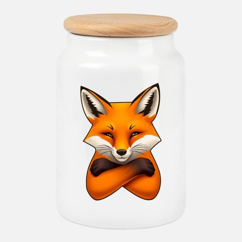 Fuchs Illustration – Minimalistisches Design - Keksdose mit Holzdeckel - Weiß