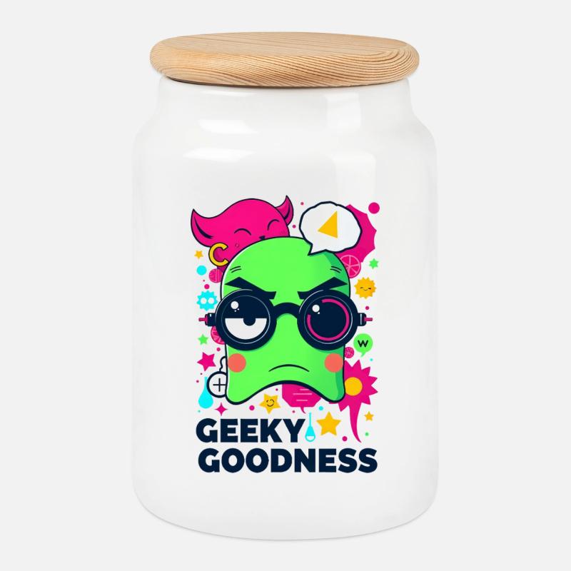 Geekige Güte - Keksdose mit Holzdeckel - Weiß