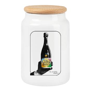 Chilled Auntie Pop-Art Bottle - Keksdose mit Holzdeckel - Weiß - Vorne