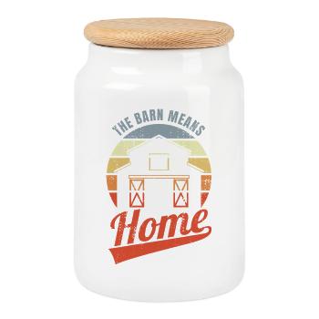 La grange est synonyme de chez-soi - Boîte à biscuits avec couvercle en bois - blanc - Devant