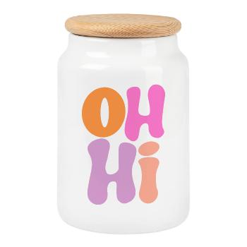 Playful letter design in pastel colours - Cookie Jar with Wooden Lid - white - Front
