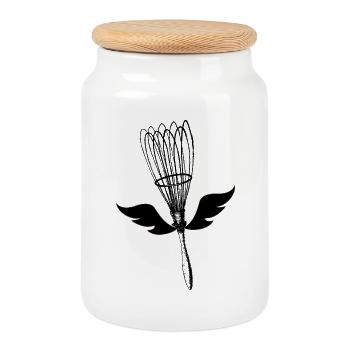 Kitchen Rebel - Cookie Jar with Wooden Lid - white - Front