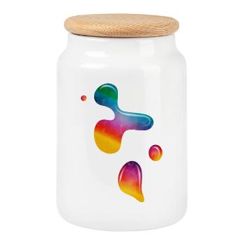 Flowing Paint Bubbles – Lava Lamp Magic - Cookie Jar with Wooden Lid - white - Front