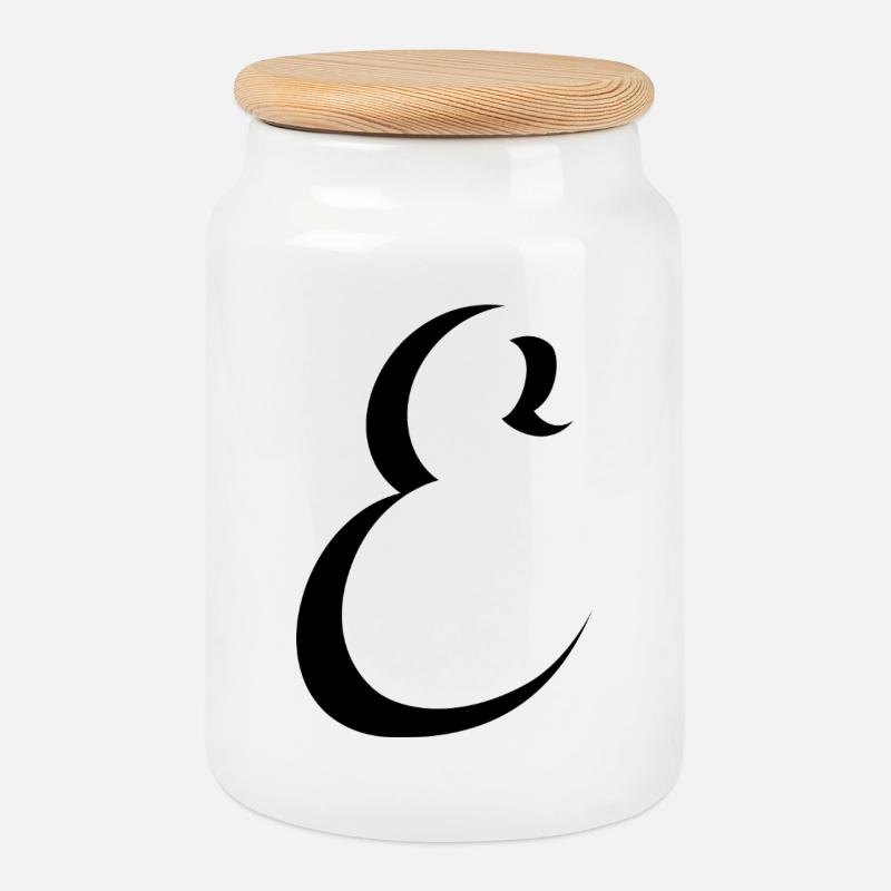 Letter E, Name, der Buchstabe E - Keksdose mit Holzdeckel - Weiß
