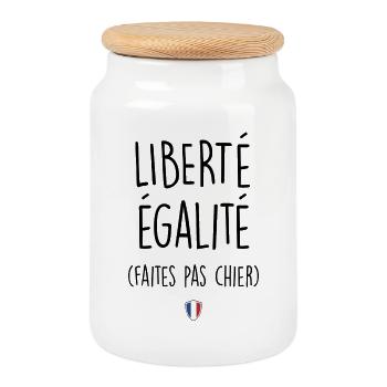 Citation,Humour, Liberté Egalité,France,Français - Boîte à biscuits avec couvercle en bois - blanc - Devant
