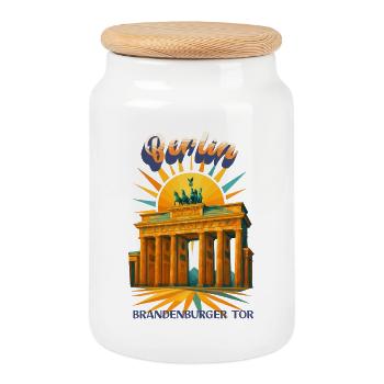 Berlin - BRANDENBURGER TOR - Urban Retro Dreams  - Keksdose mit Holzdeckel - Weiß - Vorne