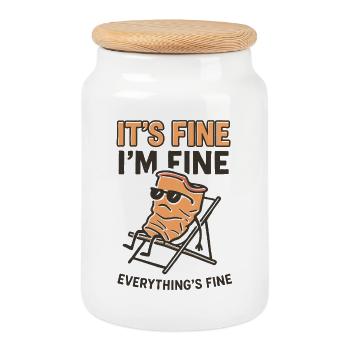 It's Fine I'm Fine – Funny Meme Shirt - Cookie Jar with Wooden Lid - white - Front