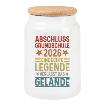 Graduation 2026 Primary School - Cookie Jar with Wooden Lid - white - Front