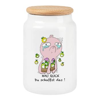Frappez-le ! Tu peux le faire! - Boîte à biscuits avec couvercle en bois - blanc - Devant