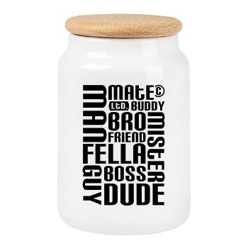 Friend, mate, dude - Cookie Jar with Wooden Lid - white - Front