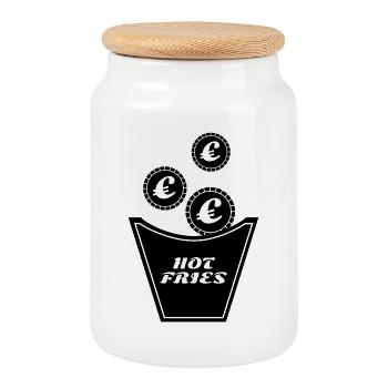 Expensive fries - Cookie Jar with Wooden Lid - white - Front