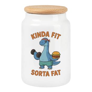 Kinda Fit Sorta Fat Funny Gym Cute Hippo Retro - Keksdose mit Holzdeckel - Weiß - Vorne