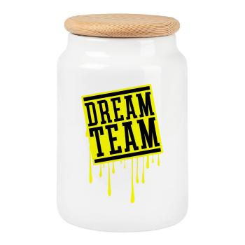 Dream Team - Keksdose mit Holzdeckel - Weiß - Vorne