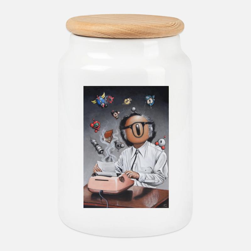 Isaac der Bot - Keksdose mit Holzdeckel - Weiß