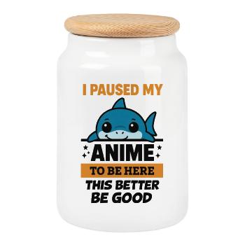 I Paused Anime – Blahaj - Cookie Jar with Wooden Lid - white - Front