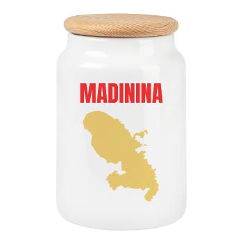 Madinina Martinique map t-shirt - Cookie Jar with Wooden Lid - white - Front