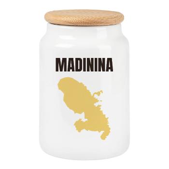 Madinina Martinique map t-shirt - Cookie Jar with Wooden Lid - white - Front